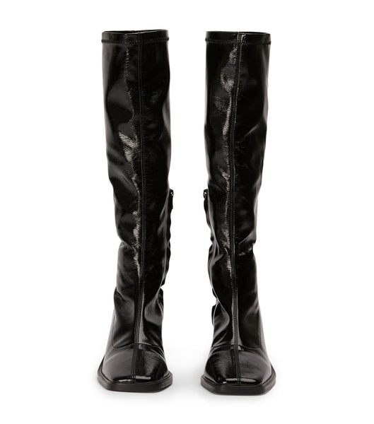 Botas de media pantorrilla Tony Bianco Damon Black Crinkle Patent 7.5cm Negras | MECFT66338