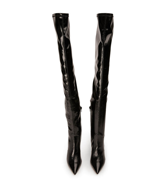Botas elásticas Tony Bianco Avah Black Crinkle Patent 10.5cm Negras | FECHY45963