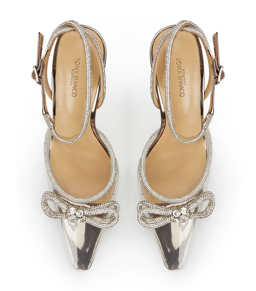 Court Shoes Tony Bianco Eros Clear Vinylite/Gunmetal Shine 10.5cm Gris | DECKV70260