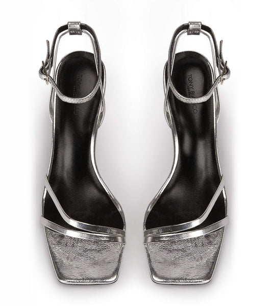 Tacones con tiras Tony Bianco Corso Silver Foil 8.5cm Plateadas | ECQCS89114