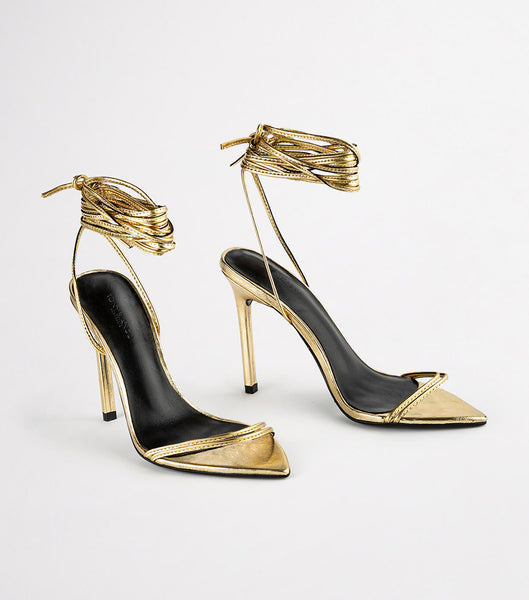 Tacones de evento Tony Bianco Millie Gold Foil 10.5cm Doradas | UECND29890