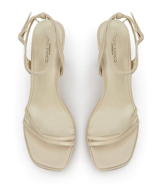 Zapatos Tacon Bloque Tony Bianco Dandy Vanilla Capretto 11.5cm Amarillo Claro | ECCIF97006