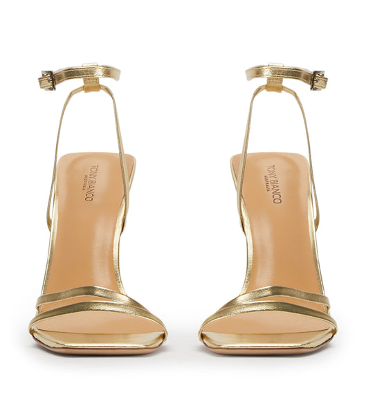 Zapatos Tacon Bloque Tony Bianco Nix Gold Nappa Metallic 10.5cm Doradas Metal | TECWZ66105